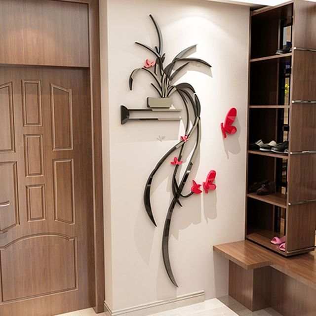 난초 3D 아크릴 포인트 스티커 침식 현관 화초 배경 벽장식