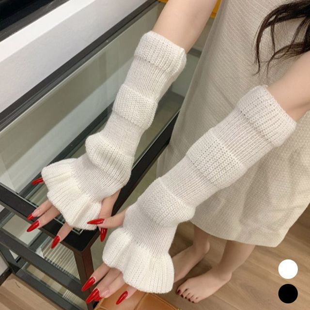 여자 외출 방한 플레어 프릴 롱 핸드워머 URK-1004051