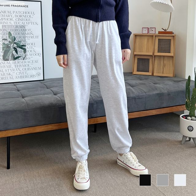 라이안 여자 무지 면 고무줄 조거 바지 SD-220982