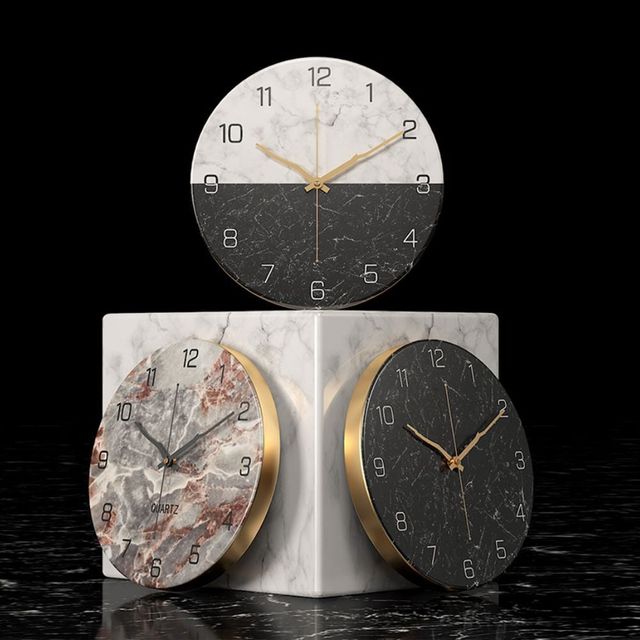 대리석 무늬 인테리어 벽시계 벽걸이 복고풍 디자인