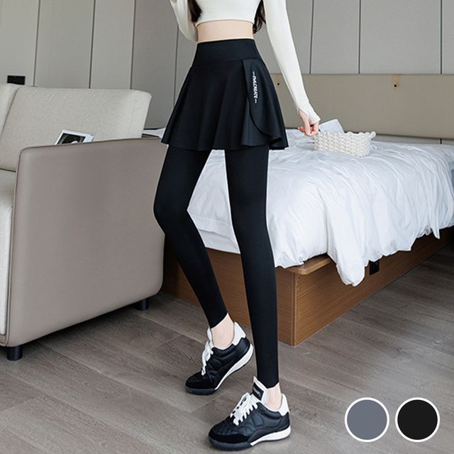 하이웨이스트 플레어 스커트 9부 치마 레깅스 URD-1007432