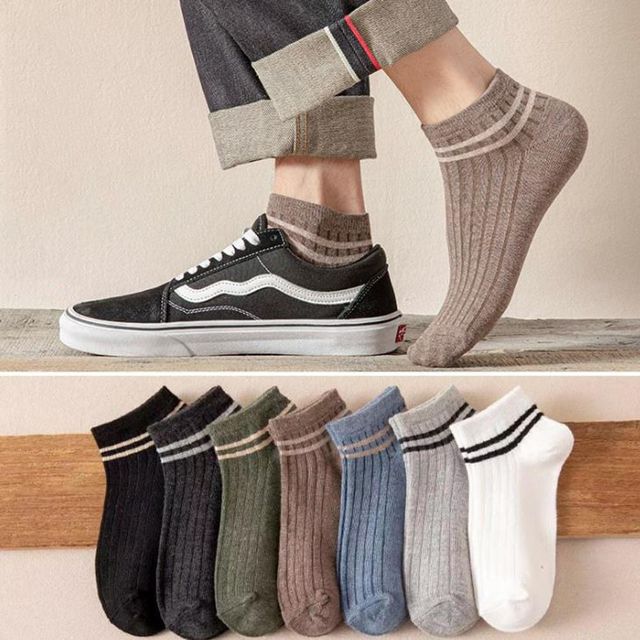 키밍 남성 줄무늬 발목 양말 기본 스타일 포인트