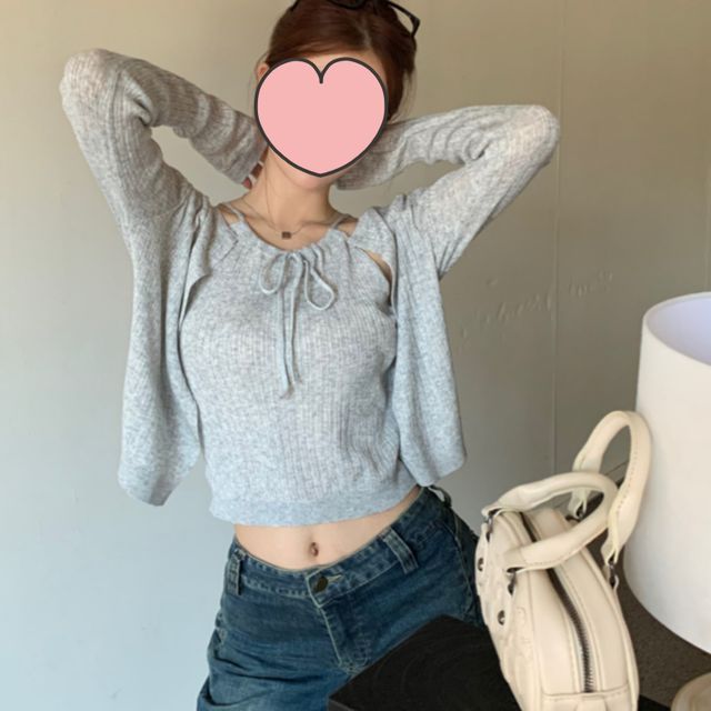 홀터 니트 나시 가디건 세트업 JSC-d0084