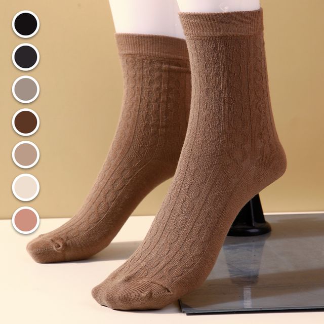 사계절 교복 학생 꽈배기 니트 종아리 주름 장목 양말