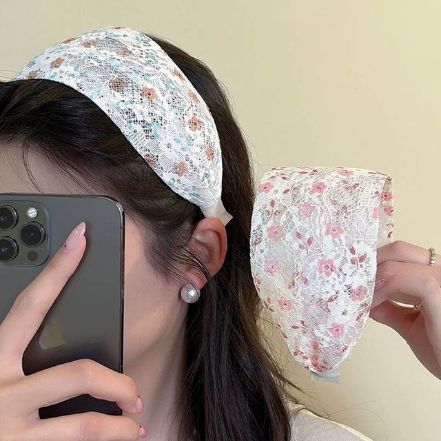 잔꽃 와이드 머리띠 머리장식 세안 와이드 헤어밴드