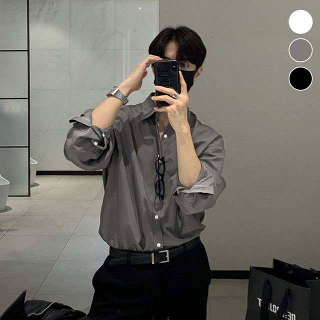 남성 간절기 루즈핏 긴팔셔츠 ELC-9004