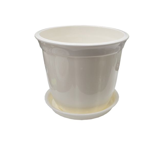 라인원형 백색 도자기느낌 플라스틱화분 1호