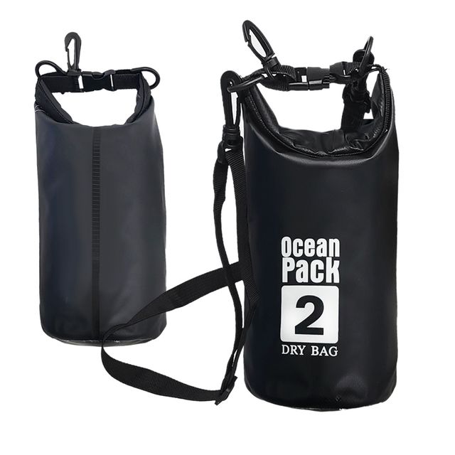 오션 드라이백 블랙 2L한쪽끈 수영가방 비치백