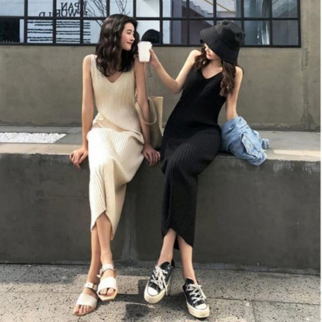 링클 슬립 롱 원피스 나시 원피스 SWC-1007021