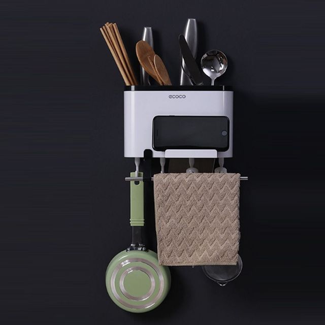 다용도 부착식 후크 수저통 거치대 정리함