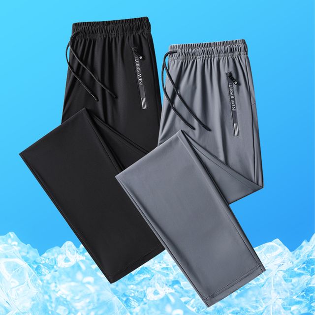 여름 일자 긴바지 남성 슬림핏 쿨링 밴딩 스판 팬츠