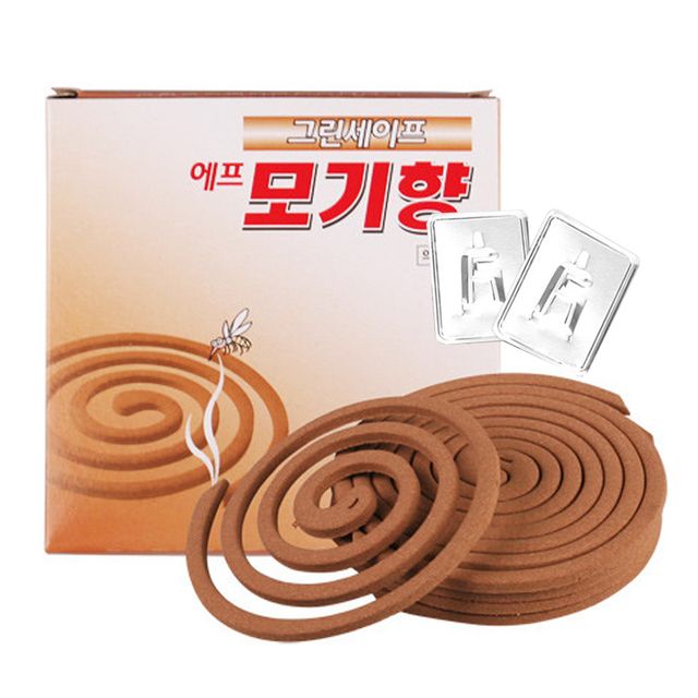 그린세이프 에프 모기향 10매 무색소 황색 받침2개