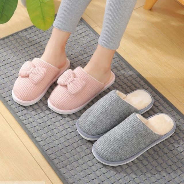 키밍 부드러운 리본 슬리퍼 실내화 사무실용 폭신한 편안함