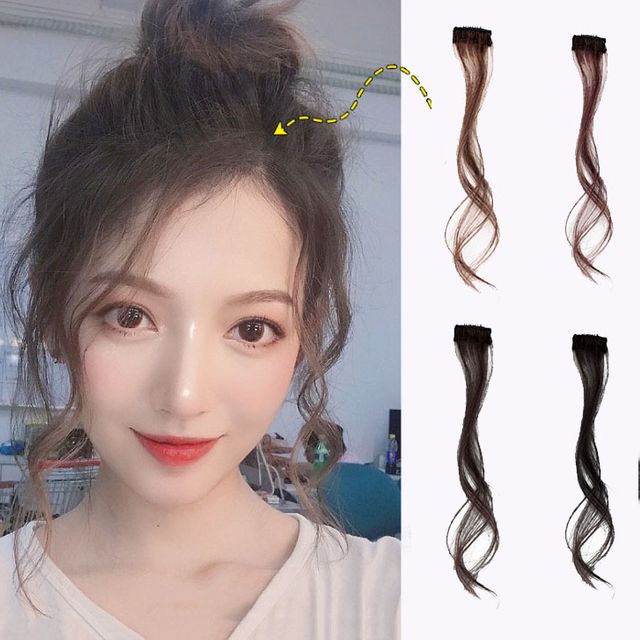 키밍 여성 웨이브 옆머리 부분가발 앞머리 세트 4컬러