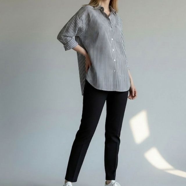 오버핏 스트라이프 셔츠 블라우스 2color LM-1007194