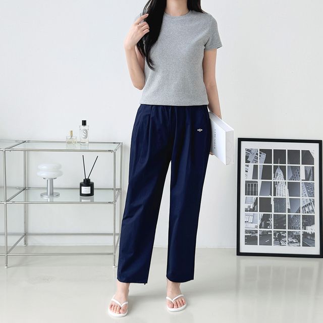 미넬스 워싱면 더블핀턱 일자바지 SD-250719