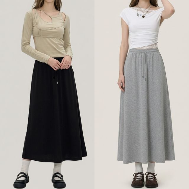 여성 소프트 터치 플레어 허리밴딩 스커트 JEB-1007404