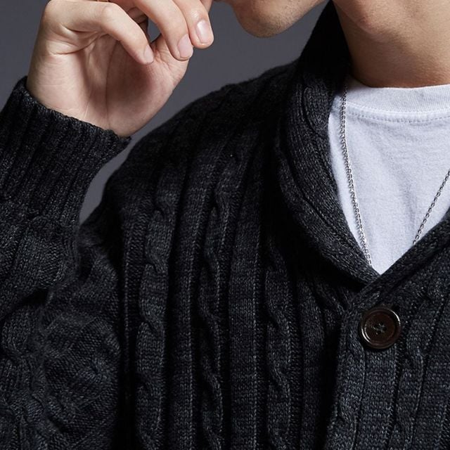 남성 숄카라 니트 가디건 베이직 꽈배기 코트