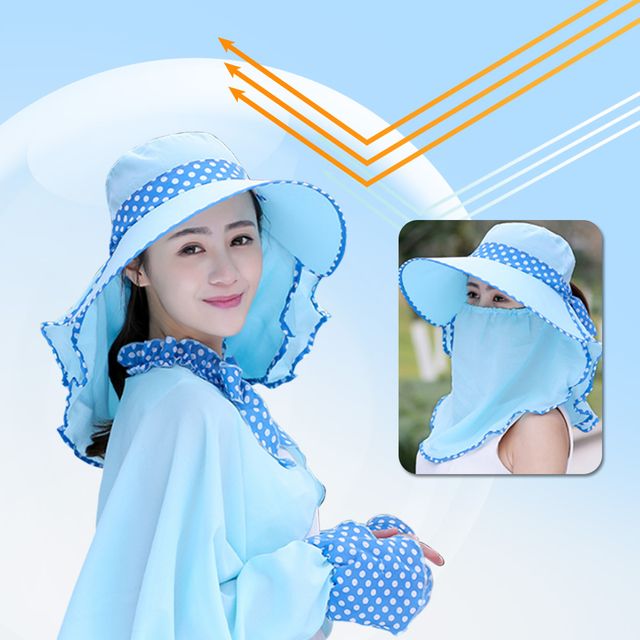 여성 햇빛 차단 가리개 망토 모자 썬 캡 그늘막