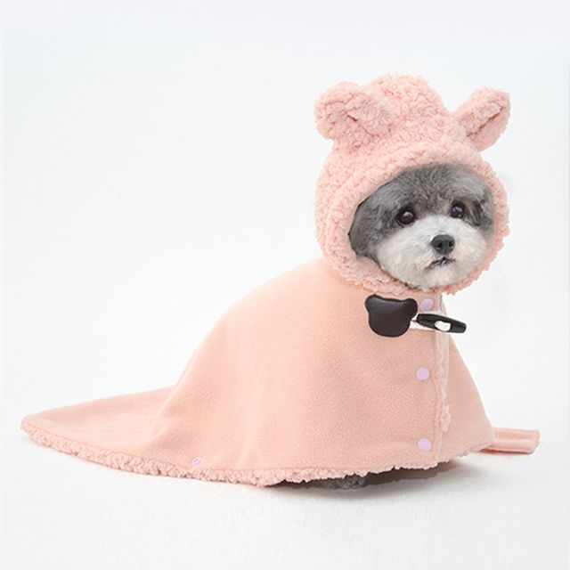 [해외] 강아지 고양이 망토 케이프 수면 잠옷 곰돌이 핑크