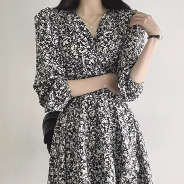 로맨틱 플레어 플라워 미니 랩 원피스 JSC-1004249