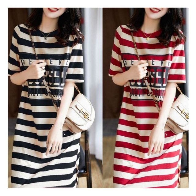 여성 스트라이프 원피스 롱티 UC-0111
