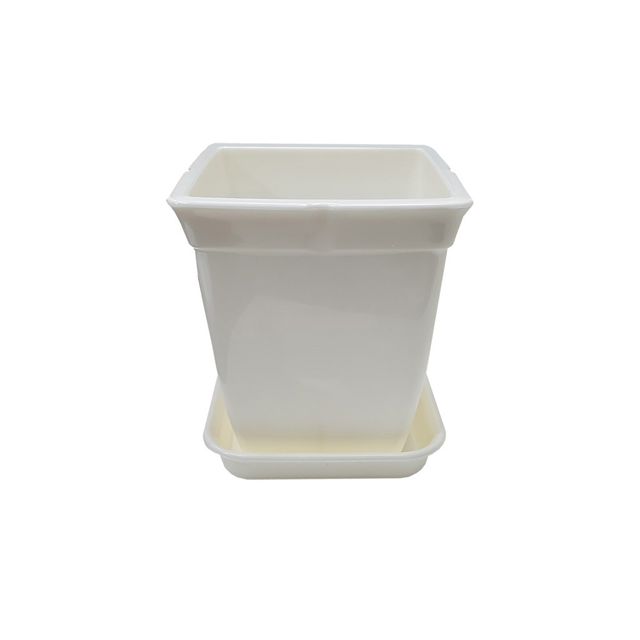 정사각 백색 화분 도자기느낌 플라스틱화분 1호