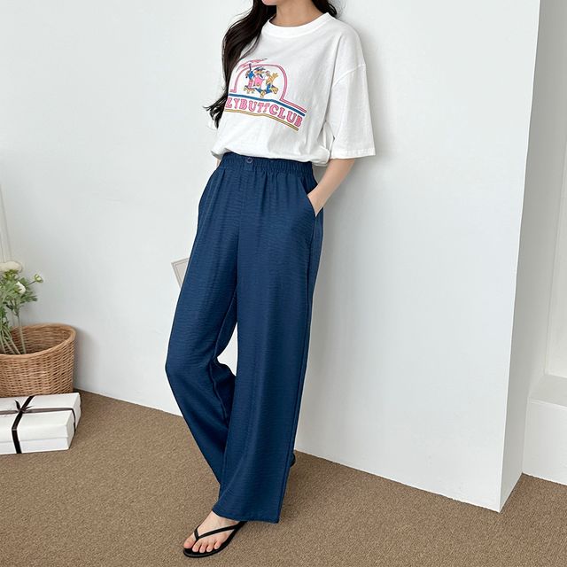 러스반 원버튼 밴딩 와이드 슬랙스 SD-240507