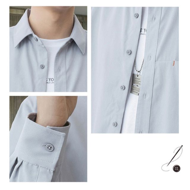 남자 루즈핏 긴팔 캐주얼 셔츠 솔리드 남방