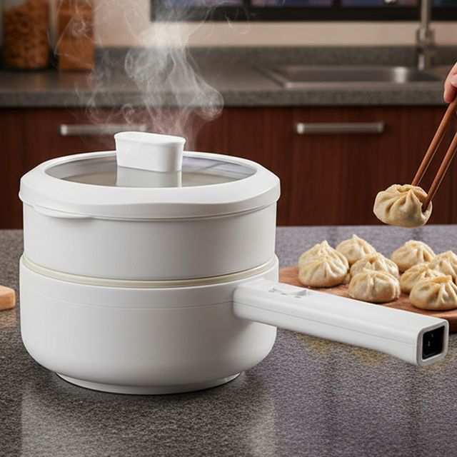 짐머만994 세라믹 멀티쿠커 2단 찜기 라면포트 2.2L 전기냄비