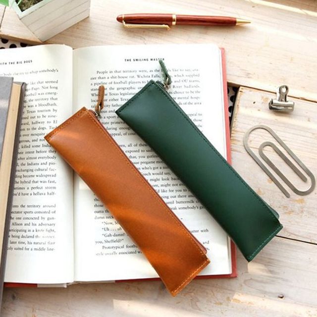 가죽 필통 펜케이스 파우치 사무용 학용품 정리함