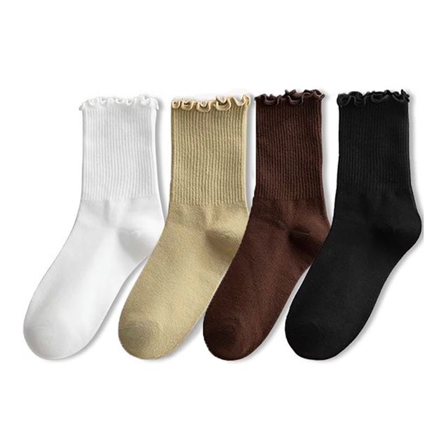 골지 물결 중목 양말 4color LM-0643