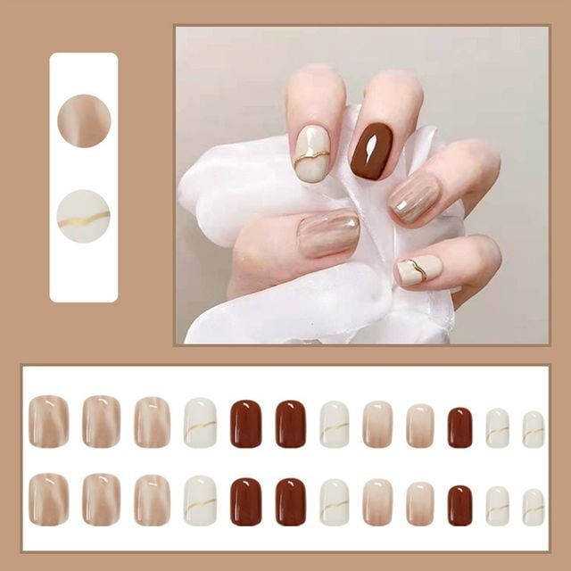 네일팁 붙이는 셀프 네일아트 젤네일 누드톤 브라운