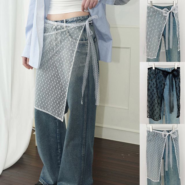 여자 시스루 레이어드 스커트 URK-453