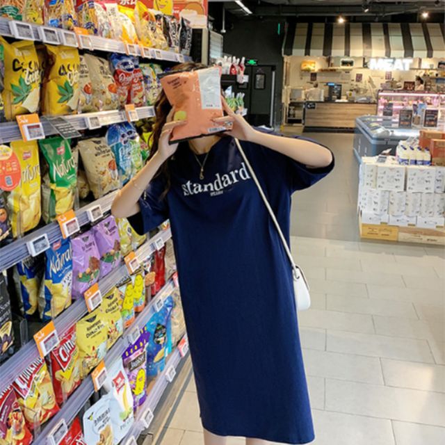 꾸안꾸 레터링 반팔 롱원피스 JSC-d0117 JSC-d0117