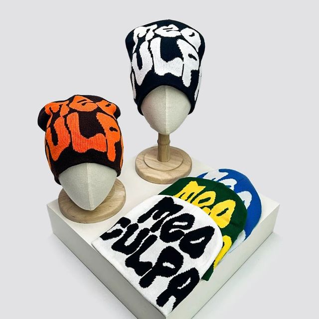 남녀공용 보온 모자 니트 레터링 빈티지 방한모 비니