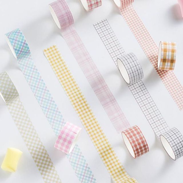 컬러 체크무늬 마스킹 테이프 문구선물포장용 5개 세트