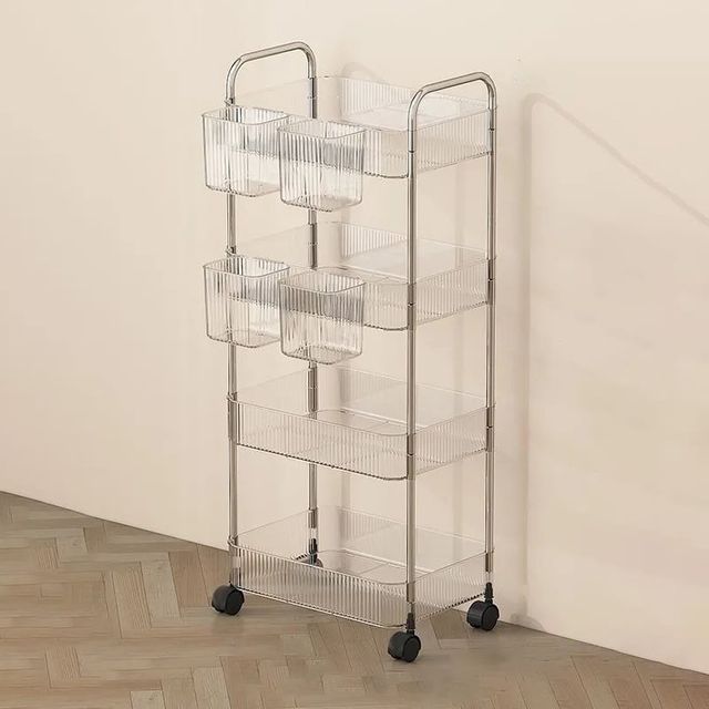 이동식 투명 아크릴 트롤리 선반 정리대 수납장 틈새