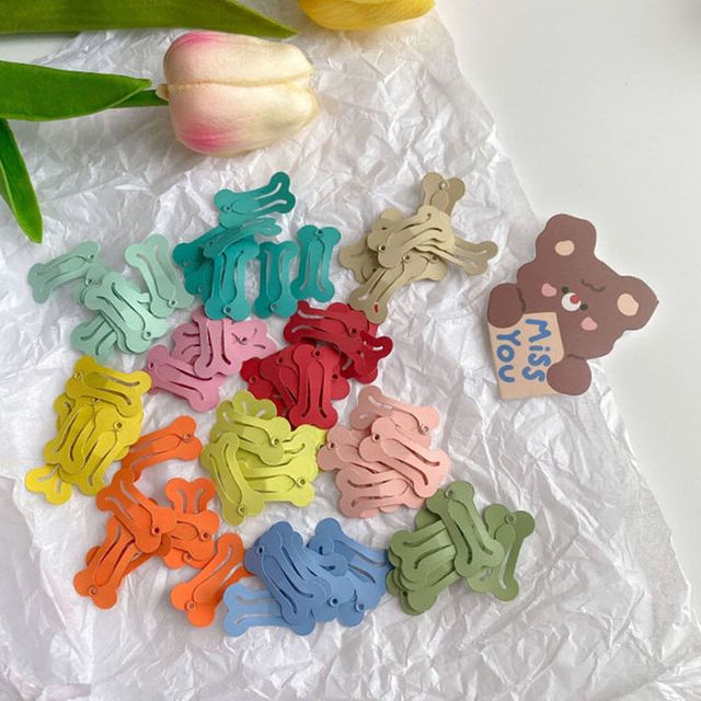 강아지 똑딱이핀 15개입(색상 랜덤) 애견머리핀