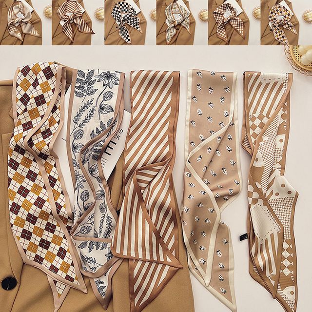 여성 미니 스카프 목도리 쁘띠 가방리본 머리띠