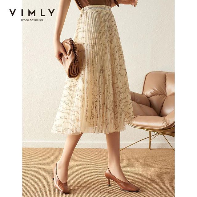 [해외] VIMLY 여성용 여름 스커트 패션 프린트 플리츠 스커트