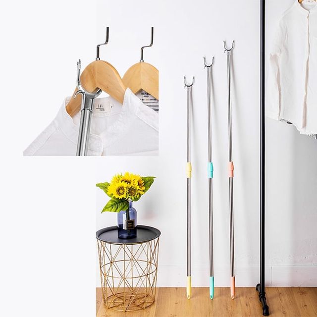 스텐인리스 옷걸이스틱 신축가능 장대 짧은 타입