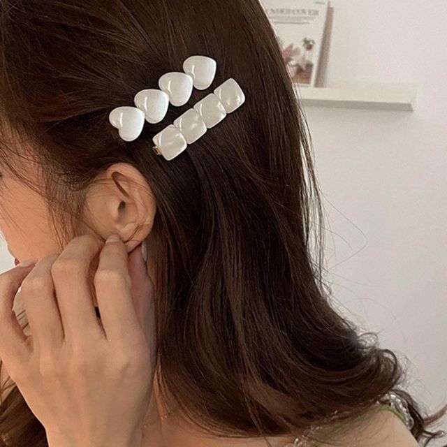 하트 스퀘어 자개 집게핀 2종 세트 URD-214