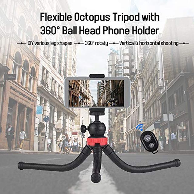 Wgwioo Portable Flexible Cell Phone Octopus Tripod Phone Holder Selfie Tripod