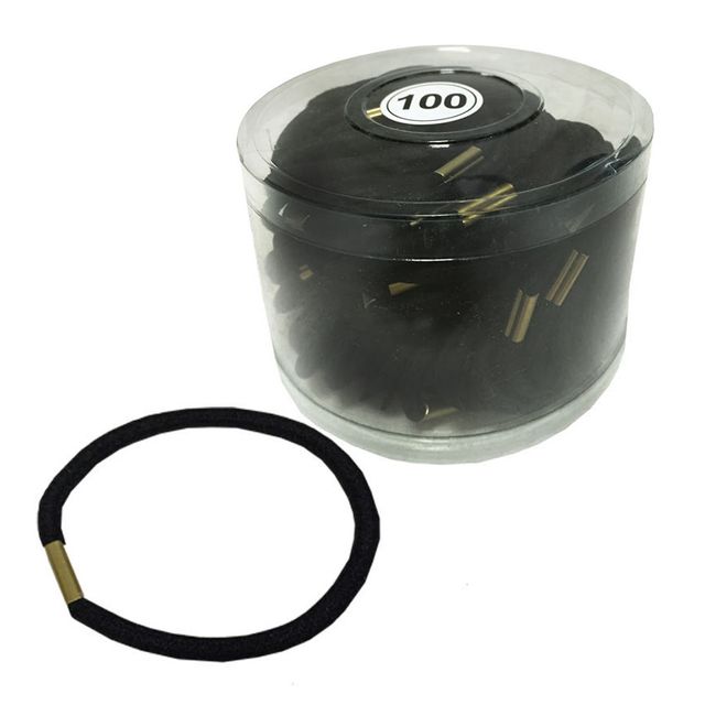 매듭있는 검정고무줄 100P 코사지 헤어밴드