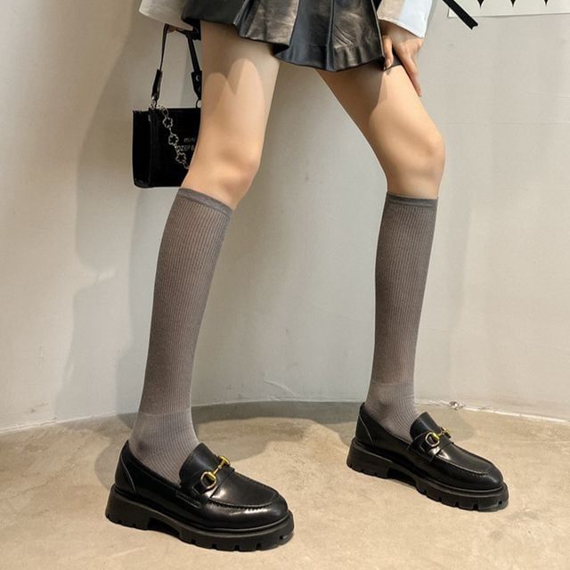 시스루 골지 4컬러 니삭스 롱 주름 하이틴 교복양말