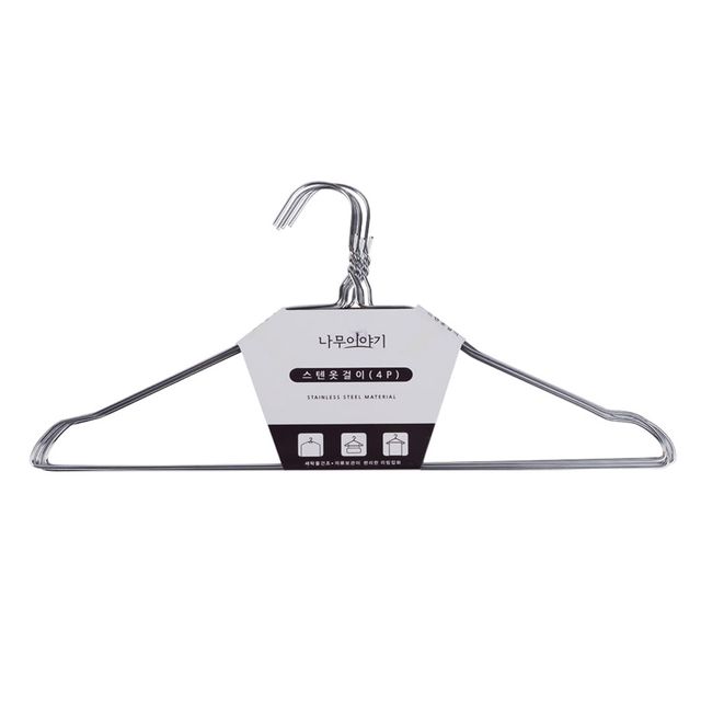 나무이야기041 스텐 옷걸이 4P 심플 기본 세탁물거치
