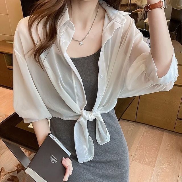 여름 쉬폰 볼레로 가디건 얇은 숄 케이프 여성용 카디건