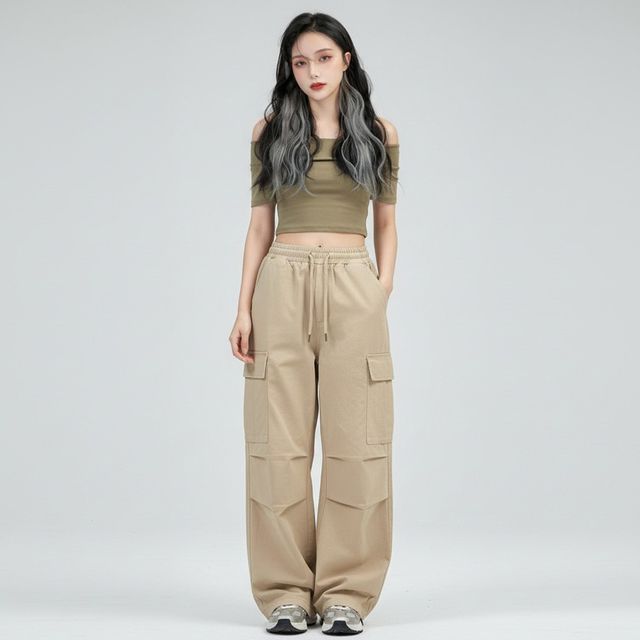 벨바로 남녀 밴딩 카고 스트링 와이드 팬츠 SD-260239