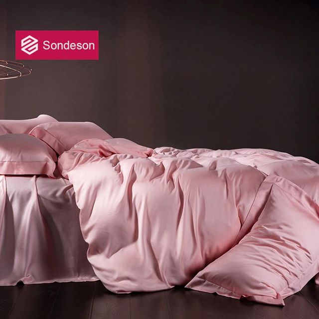 [해외] Sondeson-럭셔리 여성 뷰티 실크 고귀한 핑크 침구 세